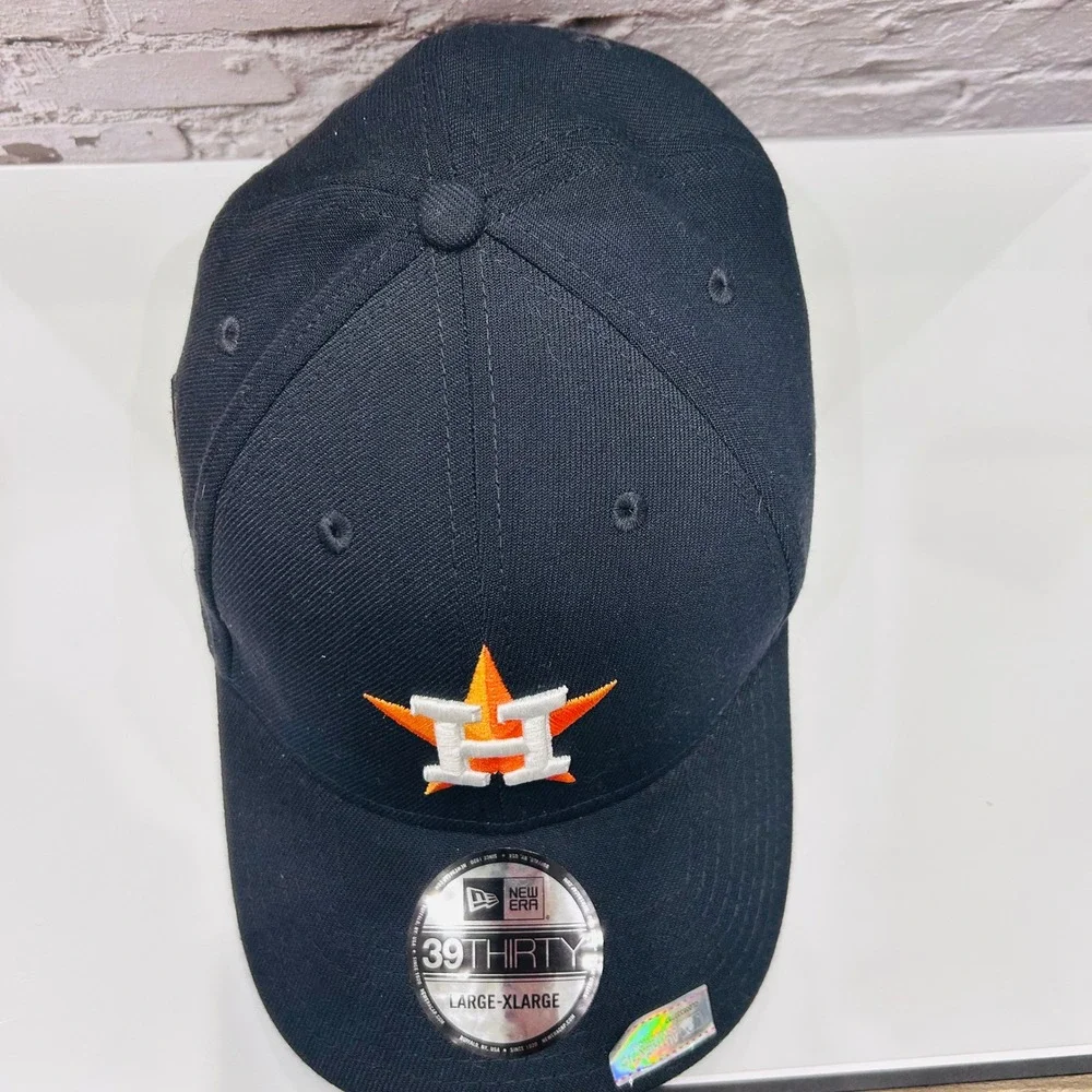 New Era Houston Astros Hat Mens L/XL Navy 39THIRTY 2022 World Series Patch‎ Cap